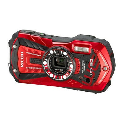 Ricoh WG-30 Digital Camera, Waterproof to 39', Shockp027f, 16MP Backlit CMOS, 5x Optical Zoom, Face Detection, 1080p Video, Vermillion Red