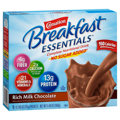 Carnation Breakfast Essentials No Sugar Added Rich Milk Chocolate