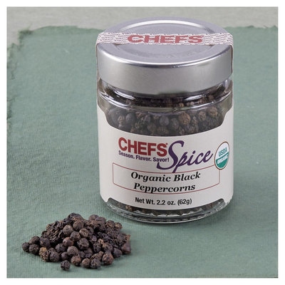 CHEFS Organic Black Peppercorns, Whole, 2.2-ounce - 2.2-oz. - CHEFS Spice Organic
