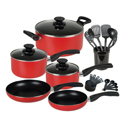 Gibson Overseas, Inc. Gibson 25-Piece Cookware Combo Set, Red