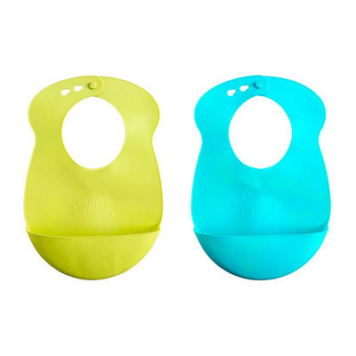 Tommee Tippee Explora Easi-Roll Bibs - Blue/Green - 2 ct