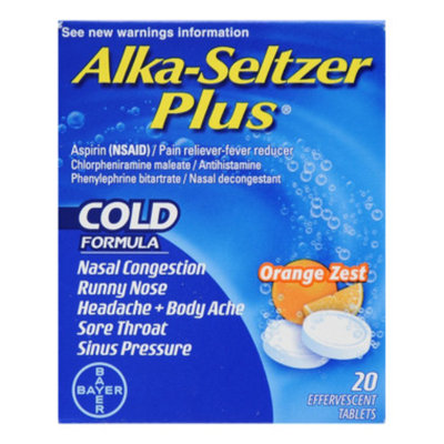 Alka-Seltzer Plus Effervescent Cold Formula - Orange Zest, 20 tablets