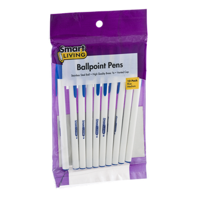 Smart Living Ballpoint Pens Blue Medium - 10 CT