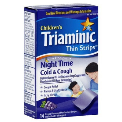 Triaminic Children's Thin Strips Cold & Cough, Night Time, Grape Flavored, 14 ct.