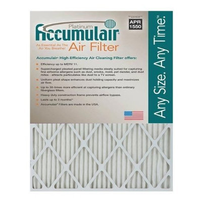 Accumulair Platinum 10x10x1 (9.5x9.5) MERV 11 Air Filter/Furnace Filters (2 pack)