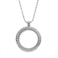 Blue La Rue Crystal Stainless Steel 1.25-in. Round Locket (Grey)