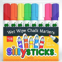 CHALK MARKERS, Best 8 Pack Set of Bold Vibrant Colors by SillySticks, Erasable from Glass, Plastic, Mirrors, Metal, Whiteboards, Chalkboards, Perfect for Teachers, Kids and Moms, Nontoxic and Odorless, Enhance Your Arts and Crafts Projects Now!