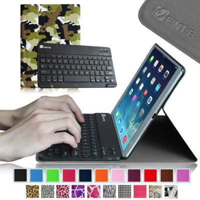 Fintie SmartShell Cover with Wireless Bluetooth Keyboard Case for Apple iPad Air / iPad 5, Camouflage Blue