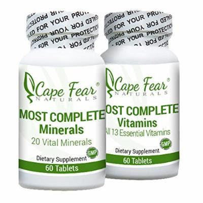 Cape Fear Naturals - Most Complete Minerals & Most Complete Vitamins Package - Includes 13 Vitamins & 20 Minerals - Includes 60 caplets each (2 Month Supply)