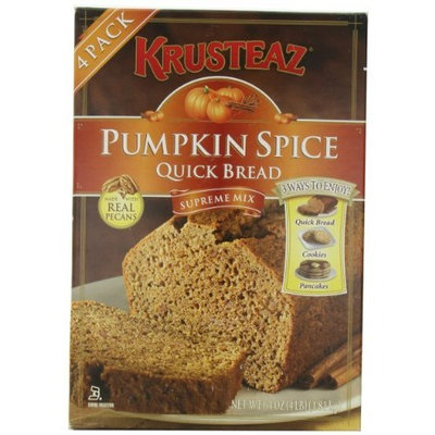 Pumpkin Spice Bread Quick Bread - Krusteaz Quick Bread Supreme Mix, NET WEIGHT 64 oz. (FOUR 1 lb MIX PACK)