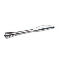 WNA Reflections Heavyweight Plastic Utensils, Knife, 80/Box, Silver