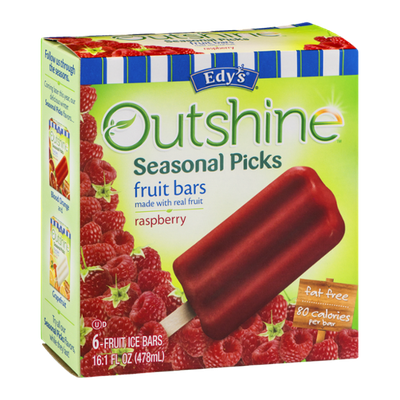 Edy's Outshine Seasonal Picks Fruit Ice Bars Raspberry - 6 CT