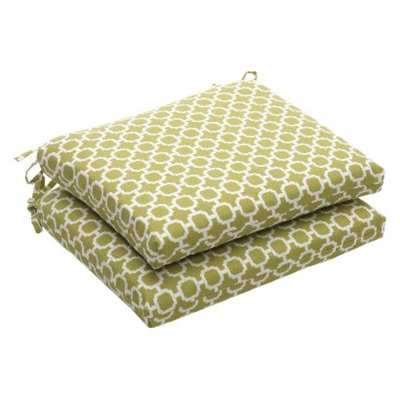 Pillow Perfect Outdoor 2-Piece Chair Cushion Set - Green/White Geometric