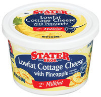 Stater Bros. Lowfat W/Pineapple 2% Milkfat Cottage Cheese 8 Oz Tub