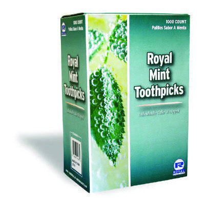 Royal Toner Mint Cello-Wrapped Wood Toothpicks in Natural
