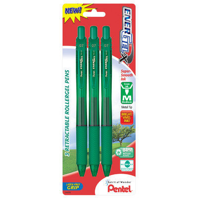 Pentel Of America 0.7mm Green Needle Point Gel Pen BL107BP3D