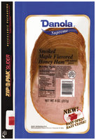 Danola Supreme Smoked Sliced Ham Honey Maple 8 Oz Zip Pak