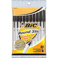 BIC 10 Count Round Stick Ballpoint Pen in Black