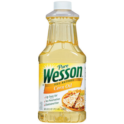 Wesson Pure 100% Natural Corn Oil 48 Fl Oz Plastic Bottle