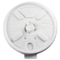 Dart Fusion 10FTL Lift N Lock Plastic Hot Cup Lids Fits 10-oz. Cups White 100/bag