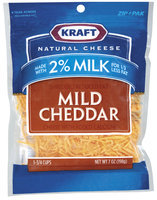 Kraft Natural Cheese Mild Cheddar Reduced Fat W/Added Calcium Made W/2% Milk Shredded Cheese 7 Oz Peg