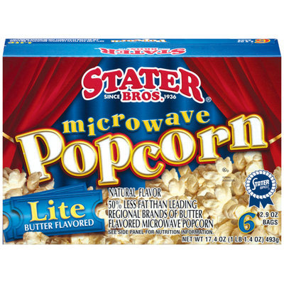 Stater Bros. Lite Butter Flavored 2.9 Oz Bags Microwave Popcorn 6 Ct Box