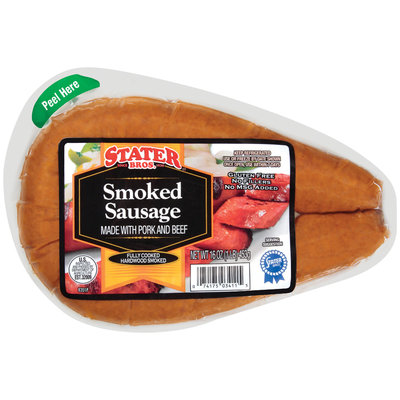 Stater Bros. Smoked Sausage 16 Oz Wrapper