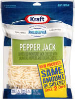 Kraft Shredded Pepper Jack Cheese with a Touch of Philadelphia 8 oz. ZIP-PAK®