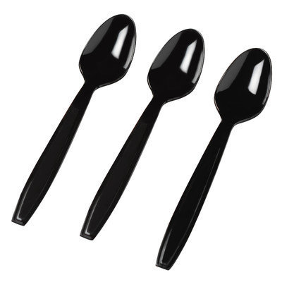 Fineline Settings, Inc Flairware Heavy Duty Box Bulk Disposable Plastic Spoon (1000/Case), Black