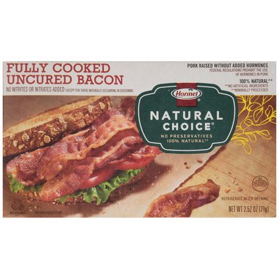 Hormel® Natural Choice® Fully Cooked Uncured Bacon 2.52 oz. Package