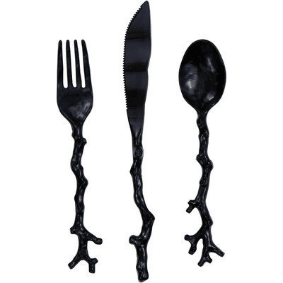 Madhouse By Michael Aram Madhouse 12 Piece Assorted Opaque Coral Cutlery Set, Black