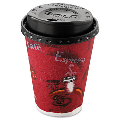 Solo Cups Bistro Hot/Cold Foam Cups with Lids, 12oz, Maroon, 300-Cup & Lids/Carton