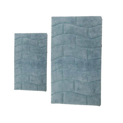Textile Decor Castle 2 Piece 100% Cotton New Tile Spray Latex Bath Rug Set, 24 H X 17 W and 34 H X 21 W