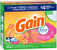 Gain Powder Laundry Detergent, Hawaiian Aloha, 31 Loads 49 Oz