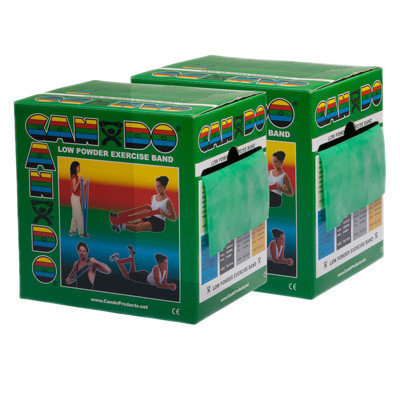 CanDo 10-5493 Low Powder Exercise Band 100 Yard 2 x 50-Yd Rolls Green Medium