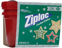 Ziploc® One Press Seal Holiday Red Large Round Containers 2 ct Sleeve