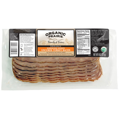 Organic Prairie Organic Turkey Hardwood Smoked Uncured Bacon 8 Oz Package