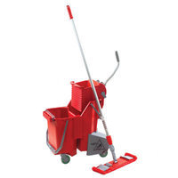 UNGER Side-Press Restroom Mop Bucket Floor Pack in Red