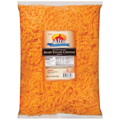 Alto® Feather Shredded Cheddar Sharp Yellow Cheese 5 Lb Bag