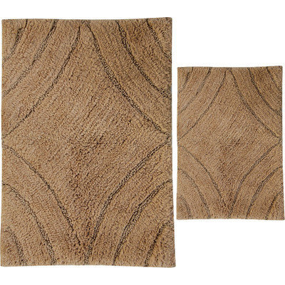 Textile Decor Castle 2 Piece 100% Cotton Diamond Spray Latex Bath Rug Set, 24 H X 18 W and 30 H X 20 W, Taupe