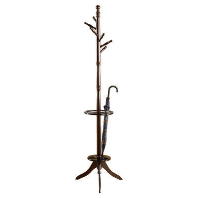 Monarch Solid Wood Coat Rack with Umbrella Holder in Cappuccino