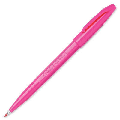 Pentel of America, Ltd. Sign Pen, Nonrefillable, Water Based, Fiber Tip, Pink