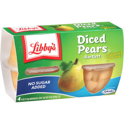 Libby's® No Sugar Added Diced Bartlett Pears 4 ct Cups
