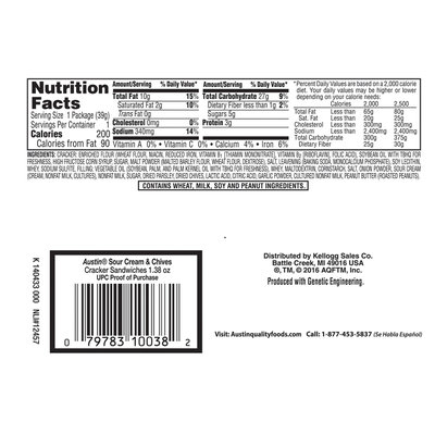 Austin® Sour Cream & Chives Cracker Sandwiches 1.38 oz. Pack