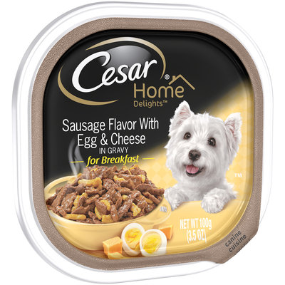 Cesar® Home Delights™ Canine Cuisine Sausage Flavor with Egg & Cheese in Gravy for Breakfast Wet Dog Food 3.5 oz. Tray
