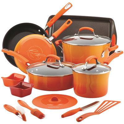 Rachael Ray 16-pc. Nonstick Aluminum Cookware Set (Orange)