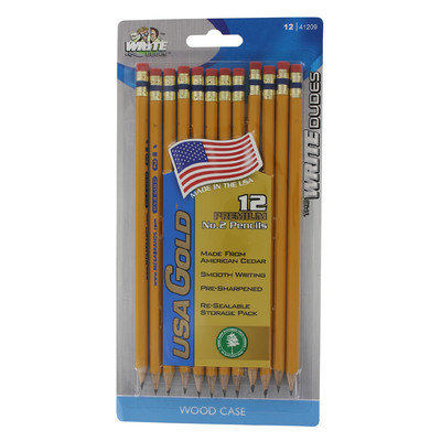 Write Dudes Gold Pencils, Box Of 12