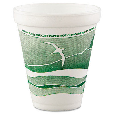 Dart Horizon Hot/Cold Foam Drinking Cups, 12oz, Green/White, 25/Bag, 40 Bags/Carton