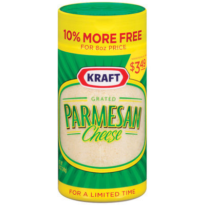 Kraft Grated Cheese Grated Parmesan 10% More Free $3.49 Pp Cheese 8.8 Oz Shaker