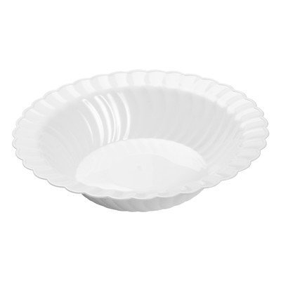 Fineline Settings, Inc Flairware Round Rippled Disposable Plastic 10 oz. Soup Bowl (180/Case), White